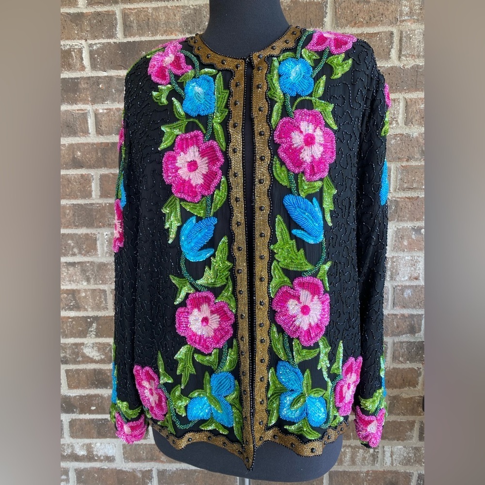 Vintage Channa Beaded Black Solk
Cardigan/ Jacket